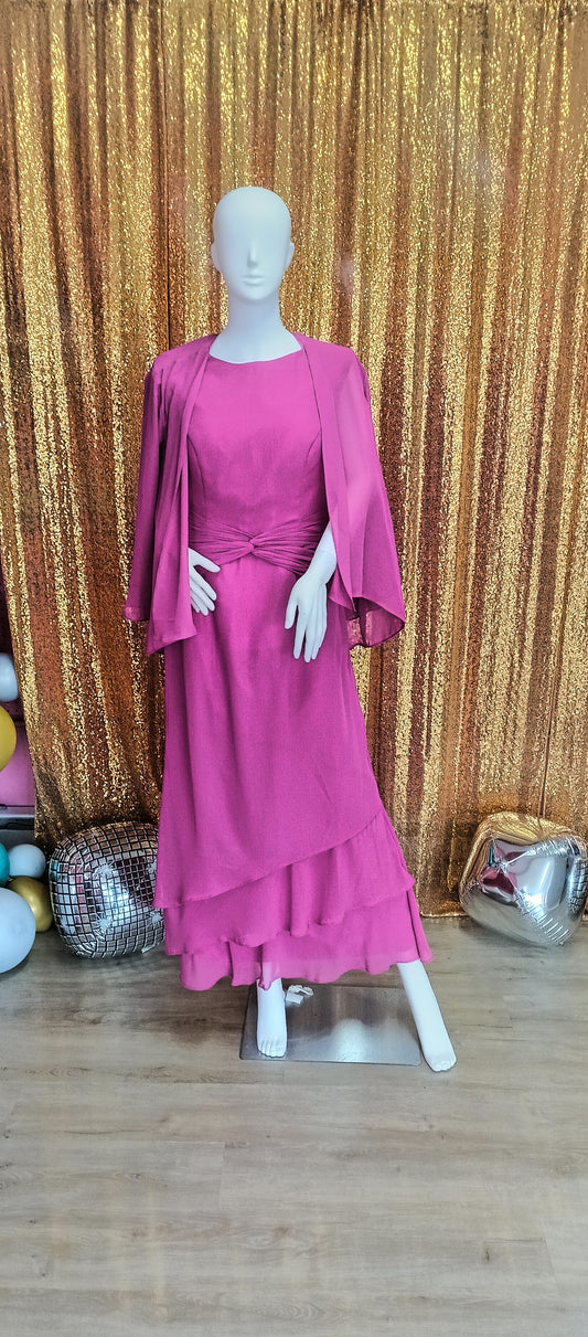 Hot pink formal dress with jacket