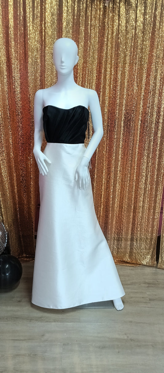 Black sweetheart satin wedding dress