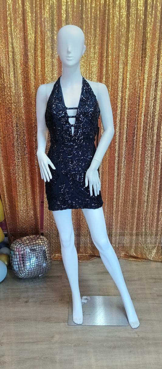 Navy blue sequin hoco