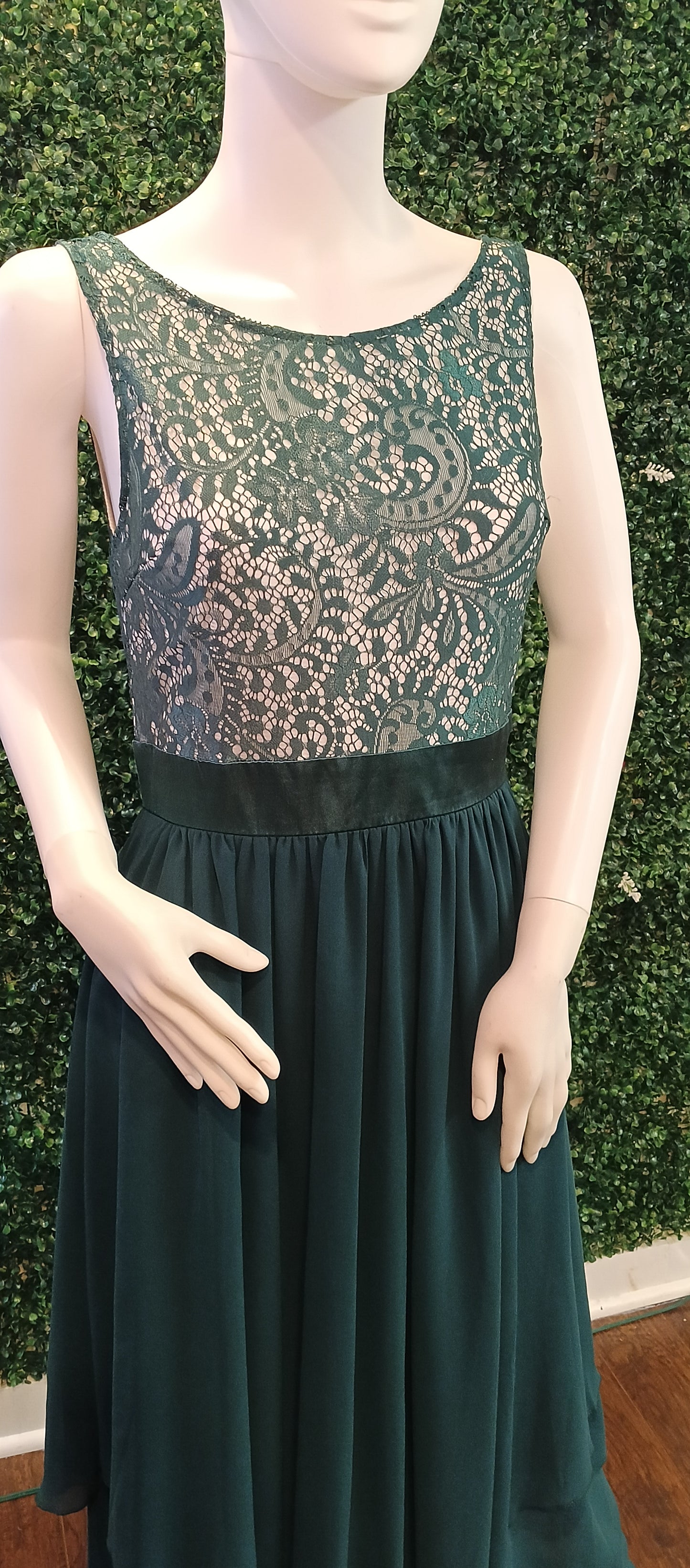 Emerlad Green lace chiffon bridesmaids dress