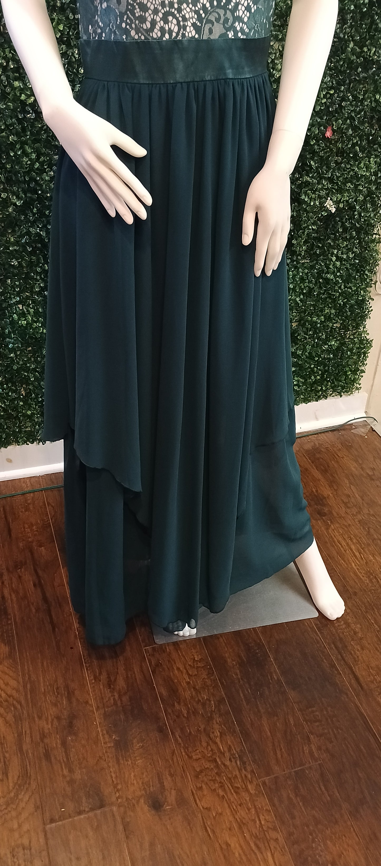 Emerlad Green lace chiffon bridesmaids dress