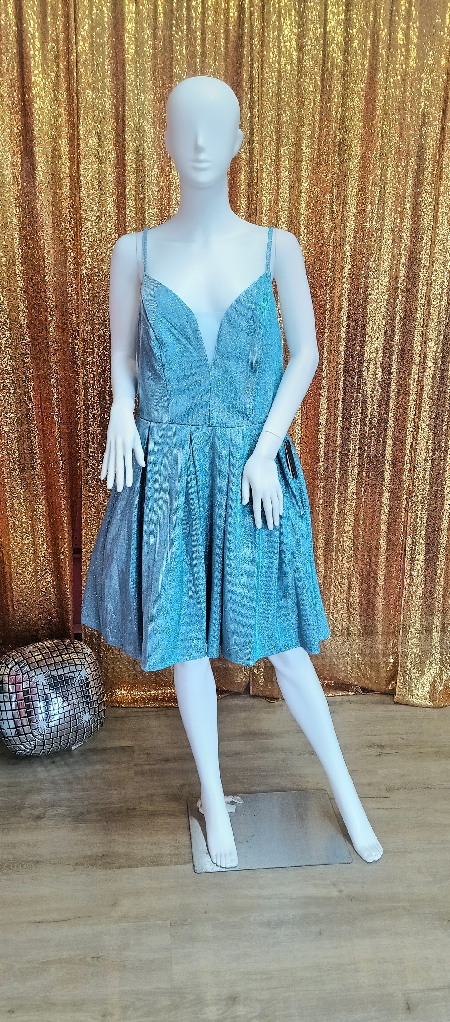 Plus size sparkly blue fit and flare