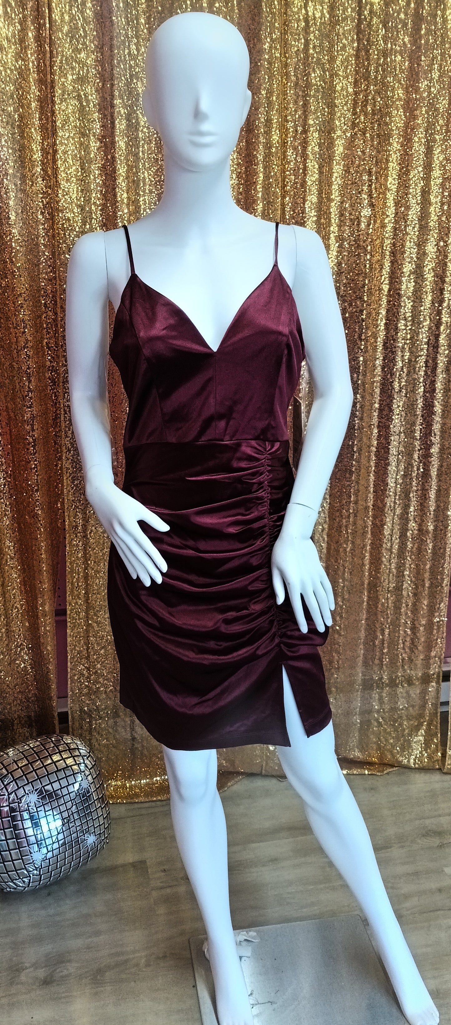 Burgundy Satin Hoco