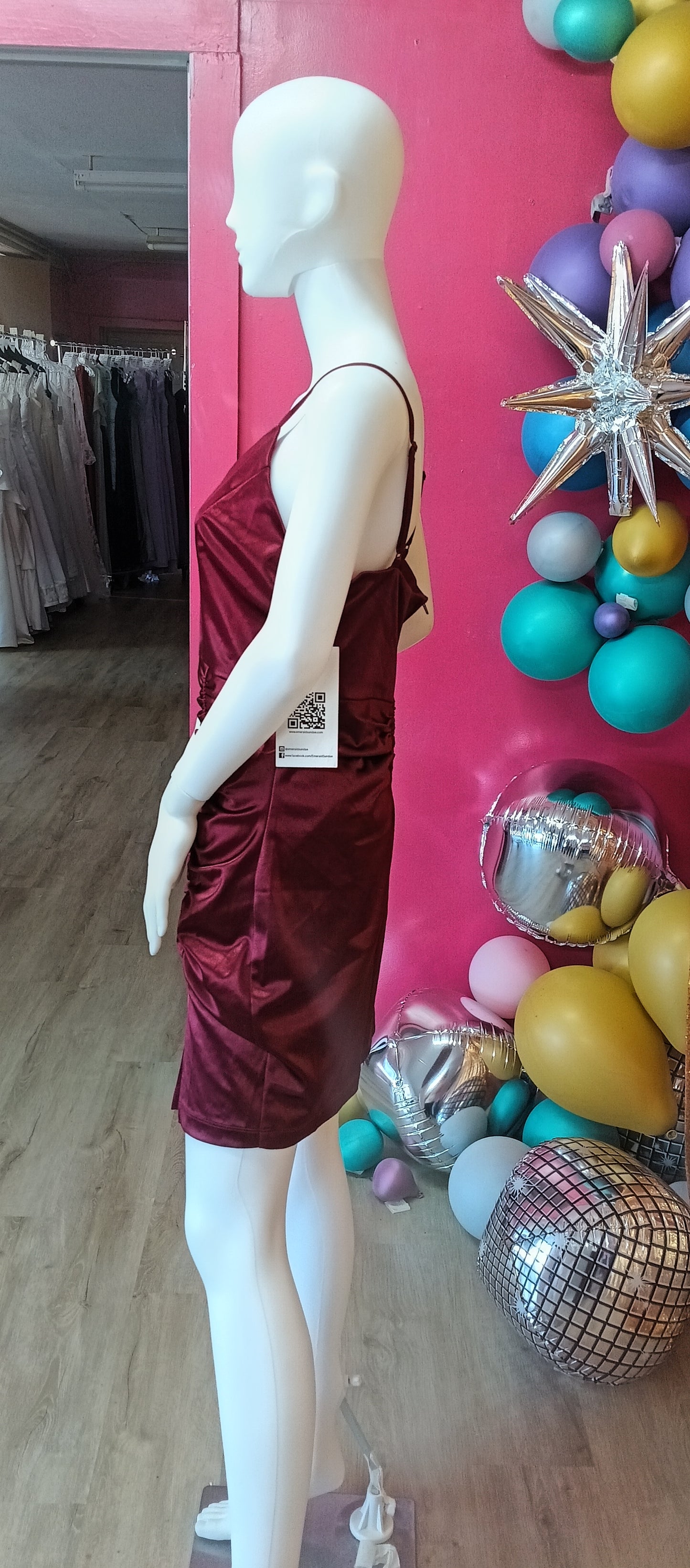 Burgundy Satin Hoco
