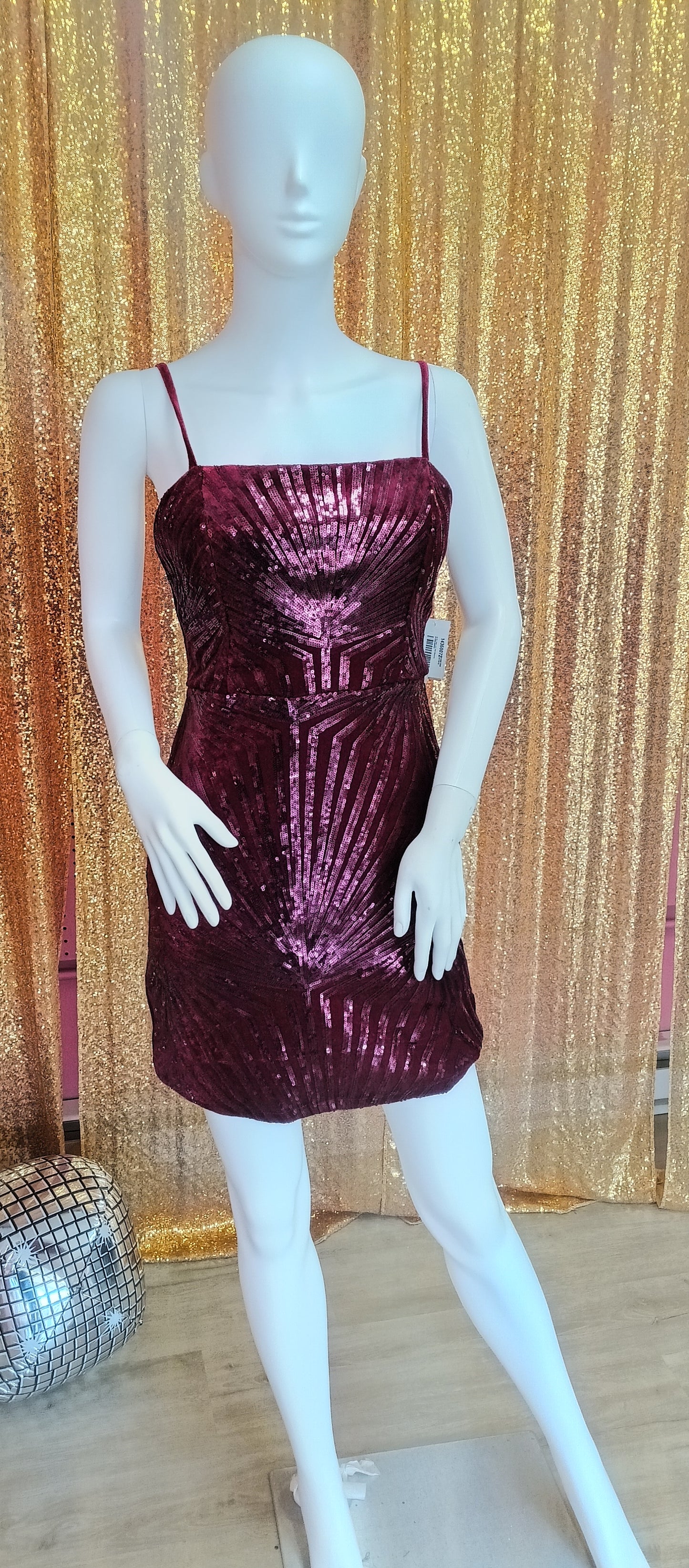 Burgundy sequin hoco