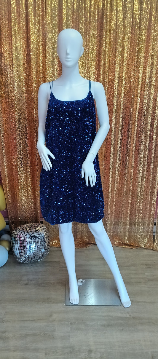 Plus size Royal Blue sequin hoco
