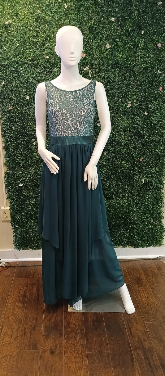 Emerlad Green lace chiffon bridesmaids dress