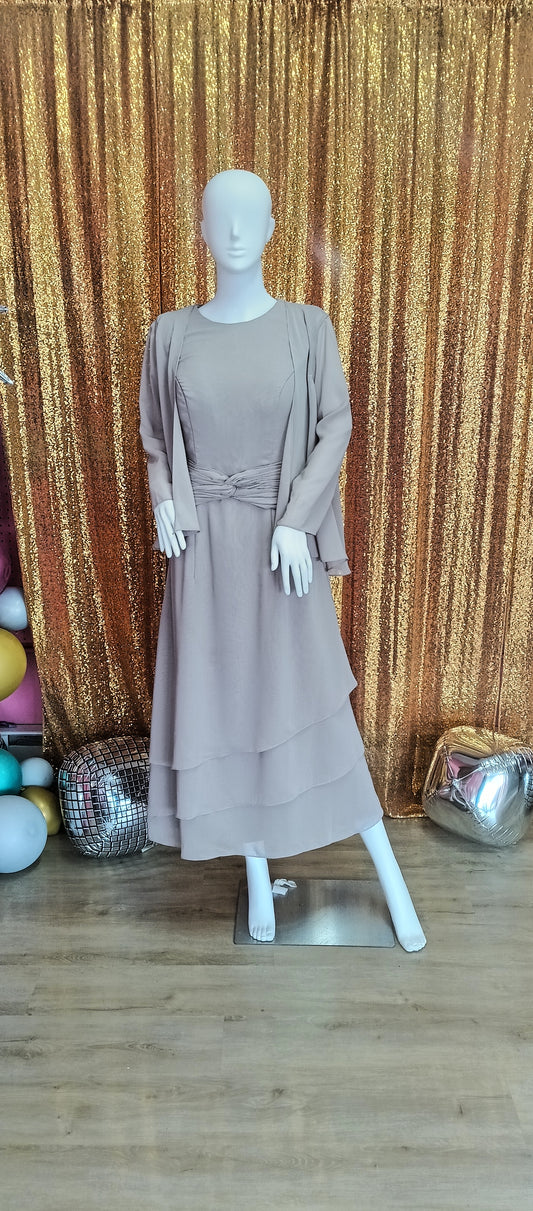 Taupe formal dress with jacket
