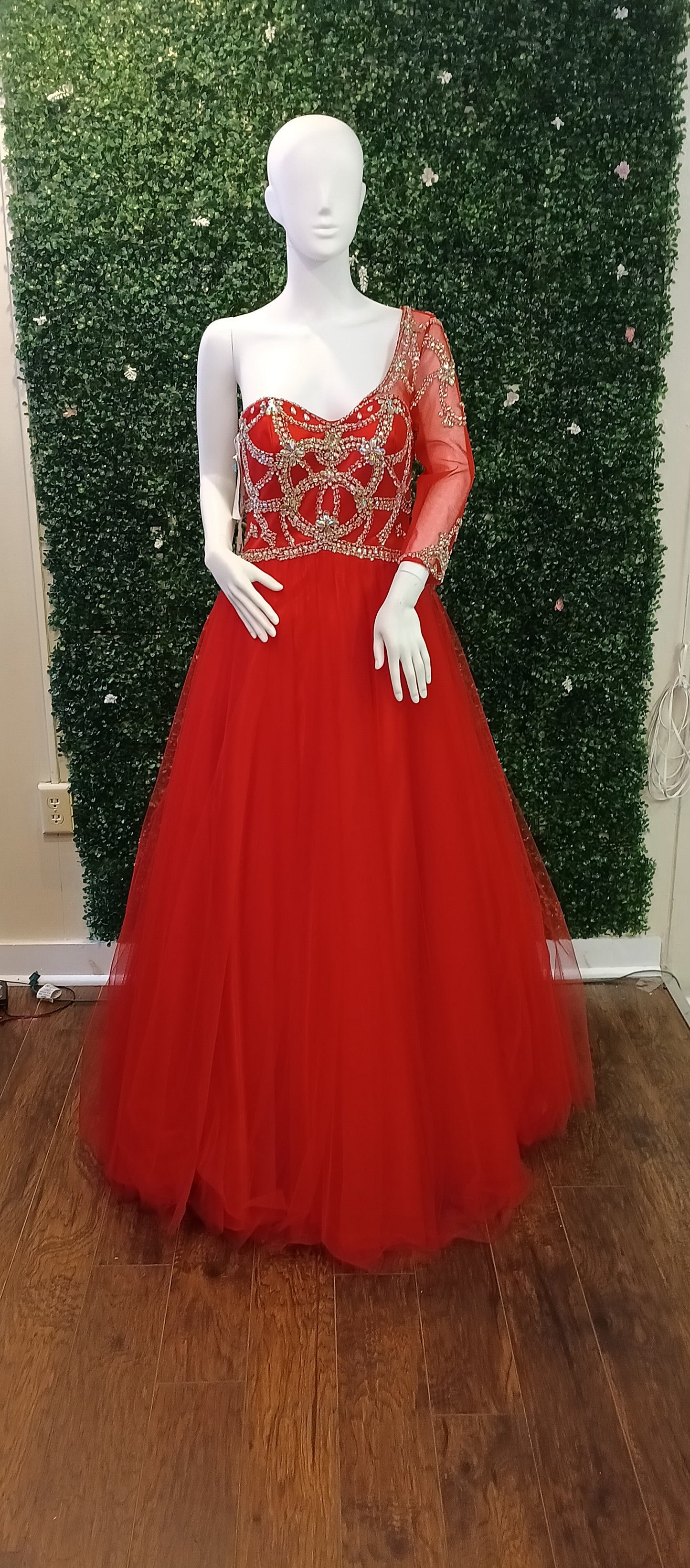 Party Time Red One Shoulder Ball Gown