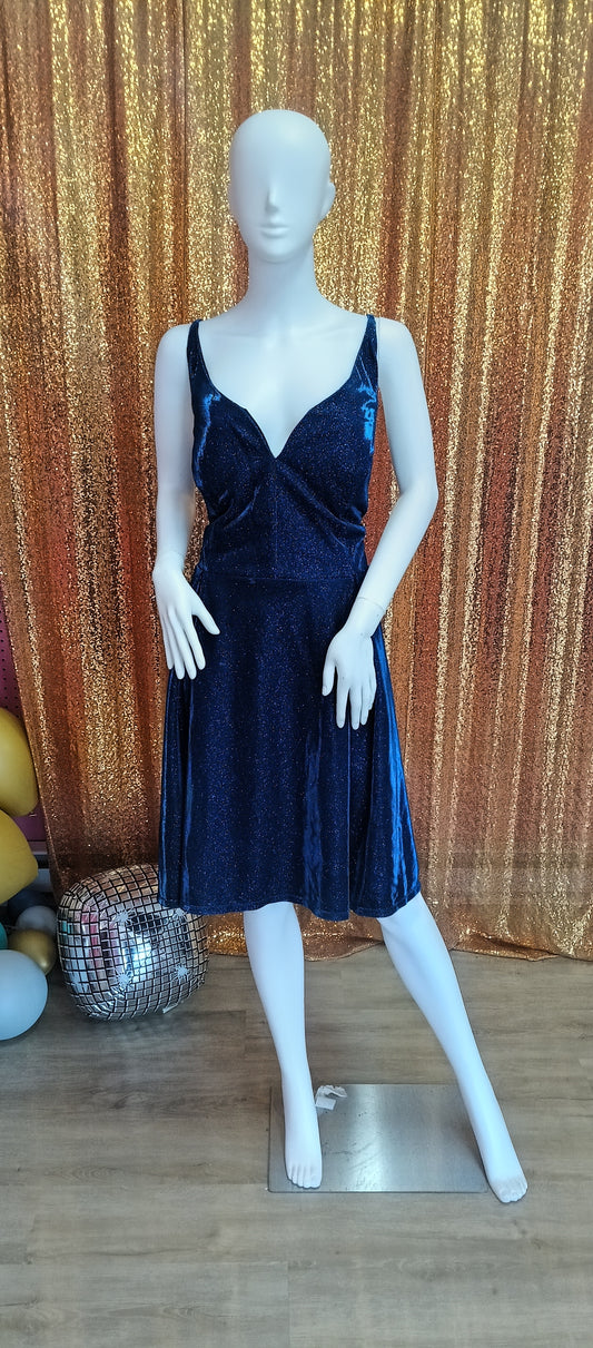 Plus size sparkly royal blue fit and flare