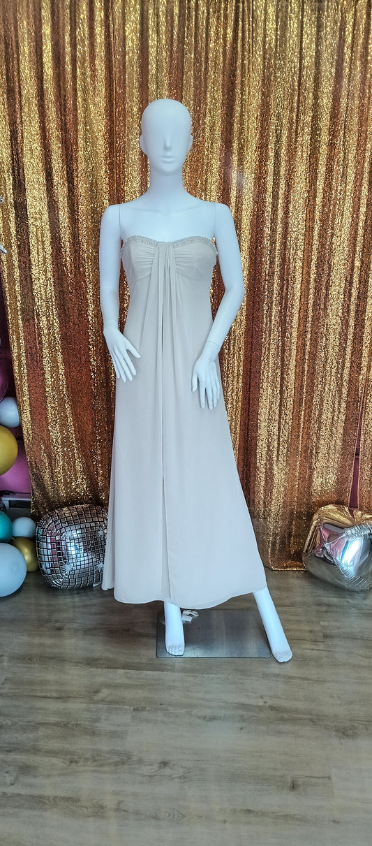 David's bridal beige chiffon formal dress