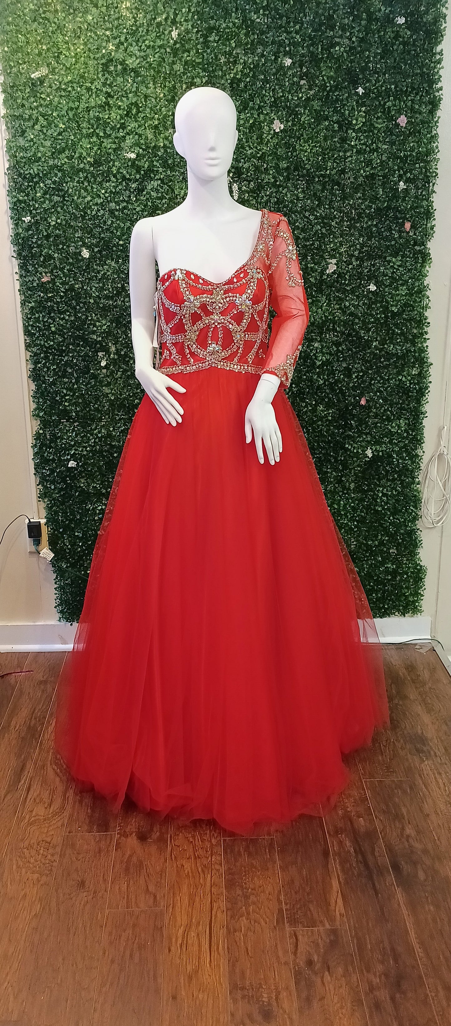 Party Time Red One Shoulder Ball Gown