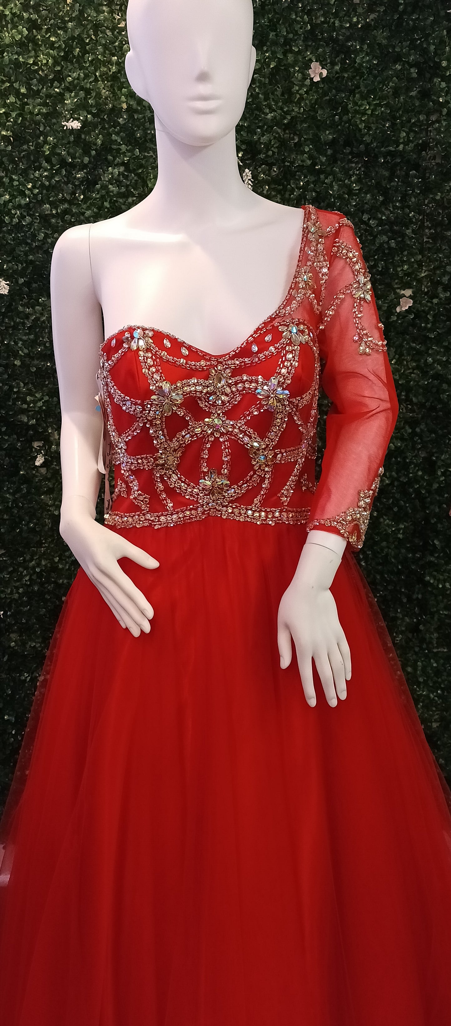 Party Time Red One Shoulder Ball Gown