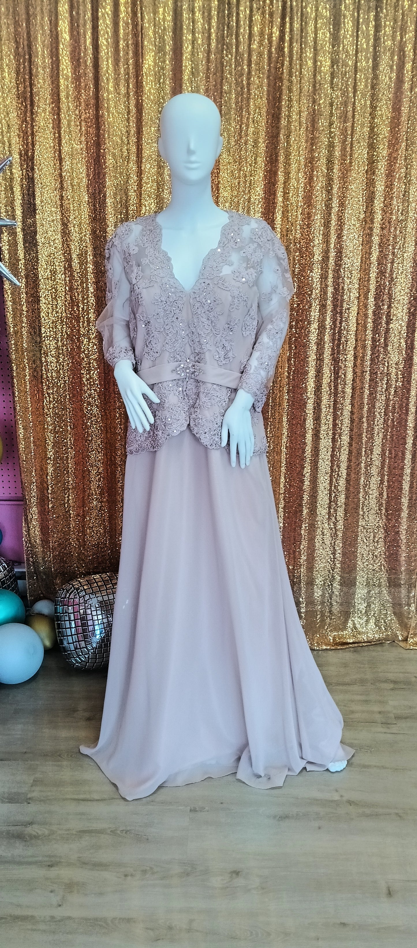 Clarisse mink long sleeve formal dress