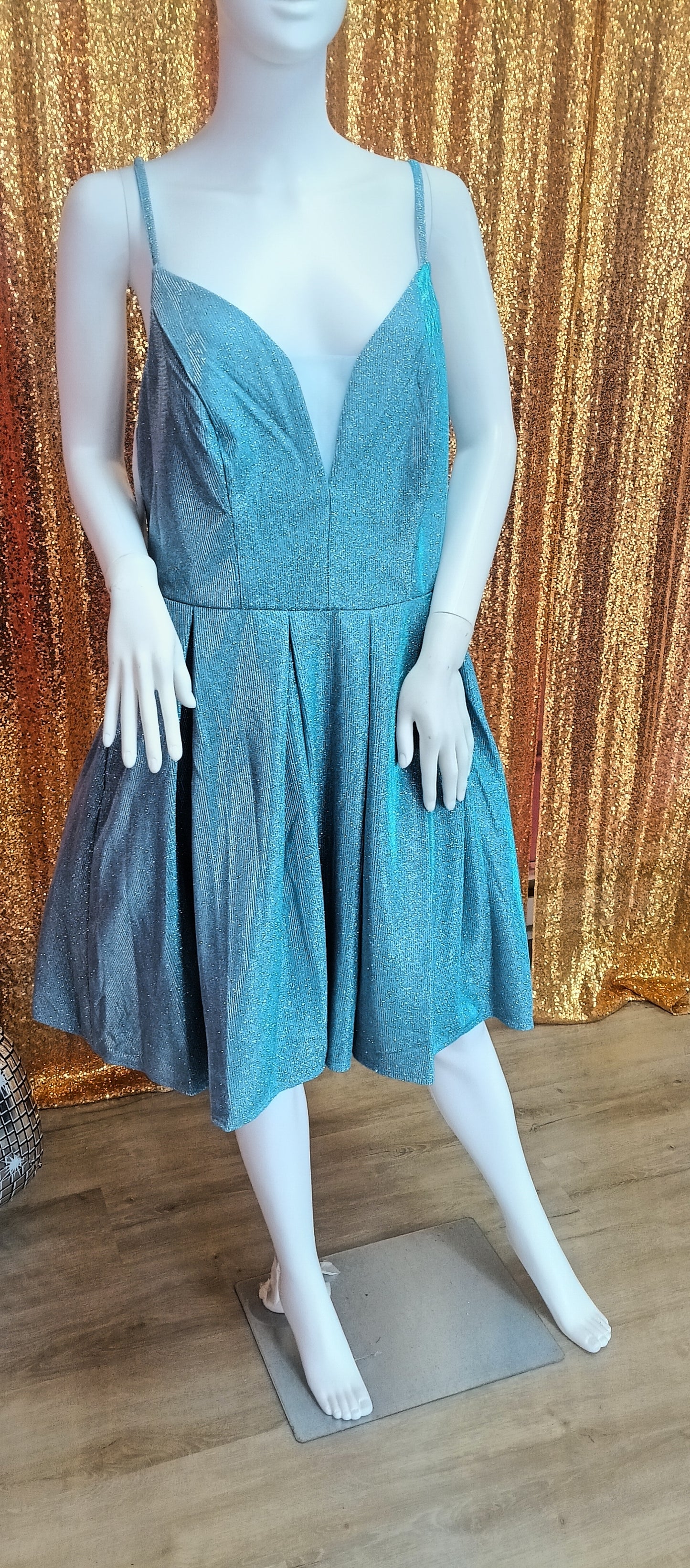 Plus size sparkly blue fit and flare