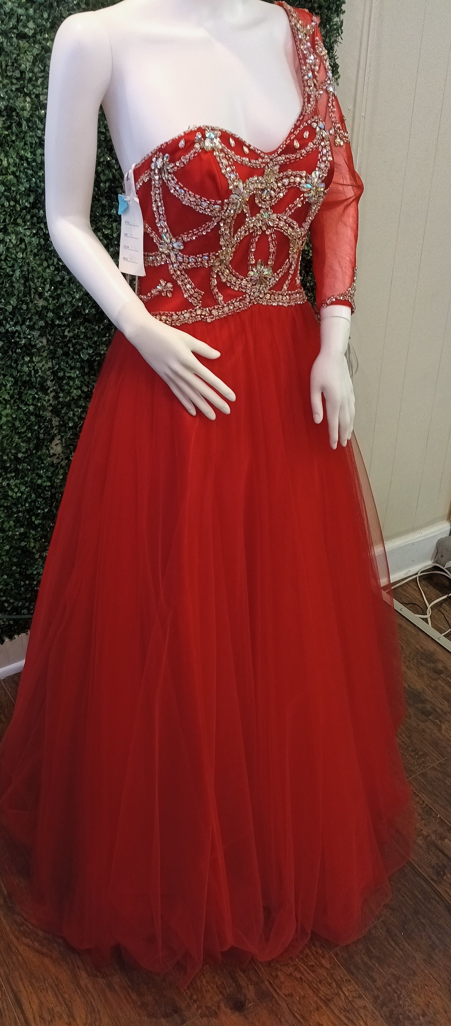 Party Time Red One Shoulder Ball Gown